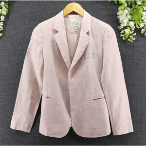 Joie Women's Linen Open Front Blazer Notch Collar Dusty Mink Career Sz 2